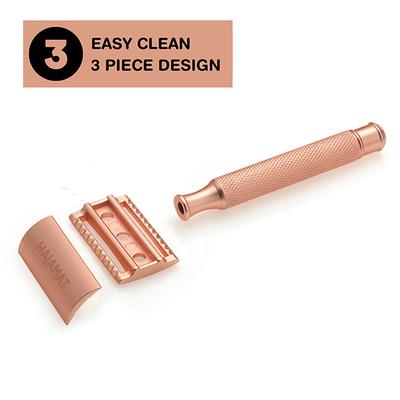 Hajamat Scythe Safety Razor, Ultra High Grade Stainless Steel 304, Rose Gold Finish 1's - Razors & Cartridges