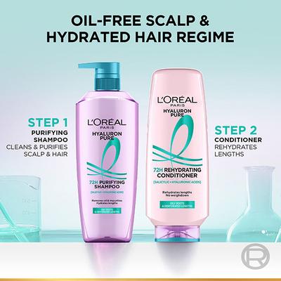 L'Oreal Paris Hyaluron Pure 72H Purifying Shampoo For Fresh Scalp & Hydrated Hair 650 ml - Shampoos