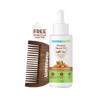 Mamaearth Almond Beard Oil For Men For Fast Growth with Almond & Biotin For Beard Nourishment 30 ml - Beard Oil