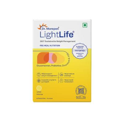 Dr. Morepen LightLife Pre-Meal Nutrition Sachets - Lemon Flavour (Pack Of 10 x 5 g - Weight Loss