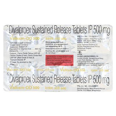 Valkem OD 500mg Tablet 10'S - Epilepsy/Convulsion-Ant