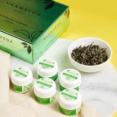 Glamveda Green Tea Power Brightening Facial Kit 110 gm - Facial Kits