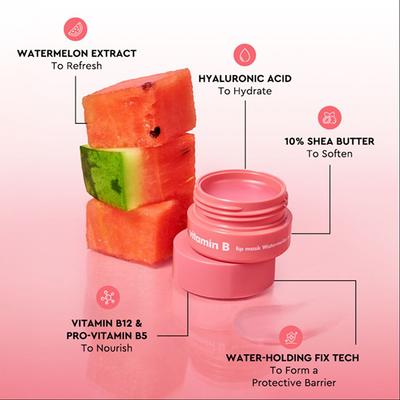 The Face Shop Vitamin B Tinted Overnight Lip Balm with Watermelon, Shea Butter for Soft, Pink Lips 7 gm - Lip Balms