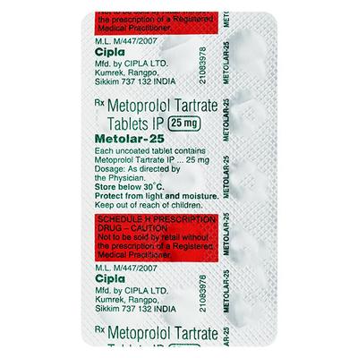 Metolar 25mg Tablet 15'S - Hypertension-Bet