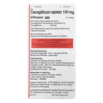 Invokana 100mg Tablet 10'S - Diabetes-Ant