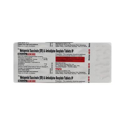 Metolar AM 50mg Tablet 10'S - Hypertension-Bet