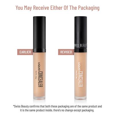 Swiss Beauty Liquid Light Weight Concealer with Full Coverage Shade - Porcelain 6 gm - Concealer