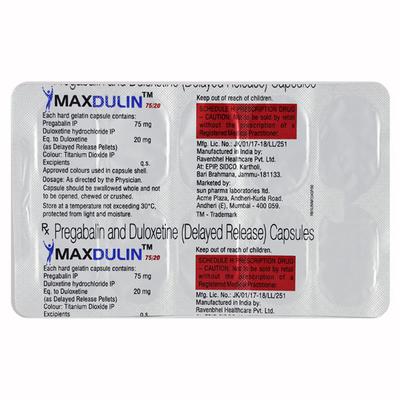 MAXDULIN 75/20 Capsule 10's - Neuropathic Pain-Dru