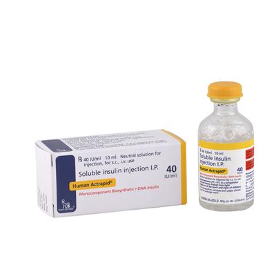 Human Actrapid 40IU Injection 1X10ml - Diabetes-Ins