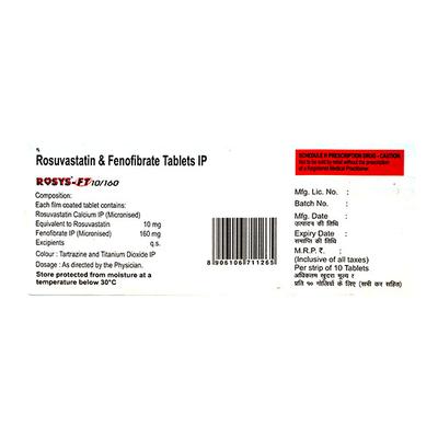Rosys FT 10/160mg Tablet 10'S - High Cholesterol-Dys