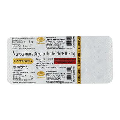 L Cetriver 5mg Tablet 10'S - Allergies-Ant