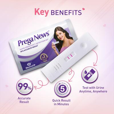 Mankind Prega News Value Pack Pregnancy Test Kit (2 Gloves + 2 Urine Containers + 2 Pregnancy Test Kits) 2's - Health Monitoring Devices