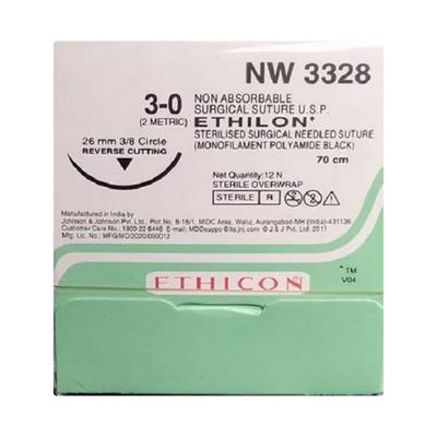 Johnson & Johnson Ethicon Ethilon Non Absorbable Surgical Suture (3-0) (70 cm) (NW3328) 1's - Bandages & Dressings