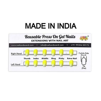 Nails On Board Handmade Press On Gel Nails- Holographic Lemon Yellow X Small 50 gm - Nail Care