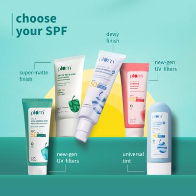Plum Cica and Hyaluronic Acid Aqua-Light Sunscreen SPF 50 No White Cast, Non-Sticky all Skin Type 50 gm - Body Sunscreen