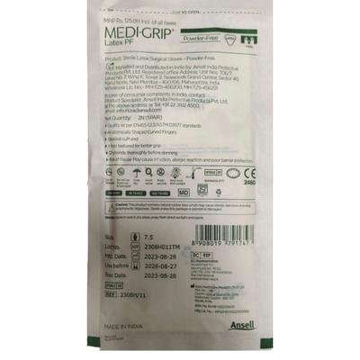 Ansell Medi-Grip Latex Micro Powder Free Gloves (7.5) (1 Pair) - Surgical Consumable