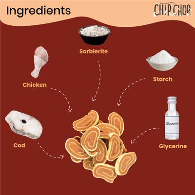 Chip Chops Chicken & Codfish Rolls 70 gm - Petfood