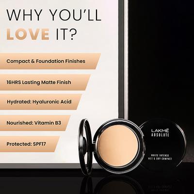 Lakme Xtraordin-airy Compact, 2 In 1 Compact + Foundation, Lightweight, SPF17, 05 Beige Honey, 9 gm - Compact Powder