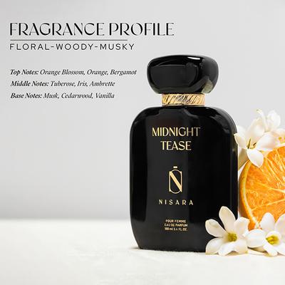 Nisara Midnight Tease Perfume Long Lasting Fragrance Floral Woody Musky Eau De Parfum For Women 100 ml - Women Perfumes (Edt/Edp)