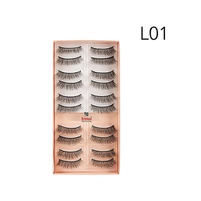 Bronson Professional Eyelash Set 3D False Long And Natural Eye Makeup No. L01 10's - Eyelashes