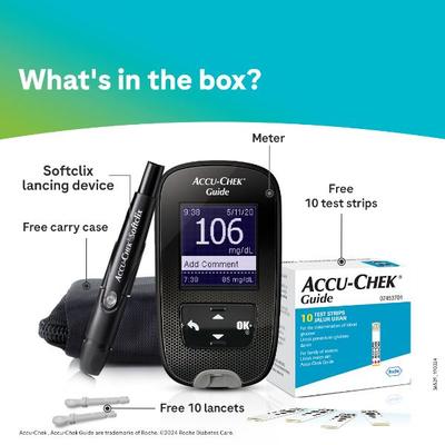Accu-Chek Guide Glucometer Kit with Free 10 Strips - Blood Glucose Monitors/Test Strips