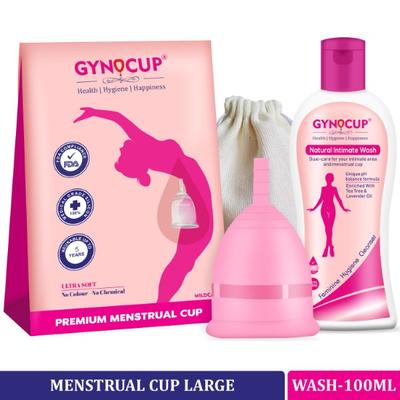 GynoCup Reusable Menstrual Cup - Large + Natural Menstrual Cup Wash Liquid 100 ml - Intimate Care