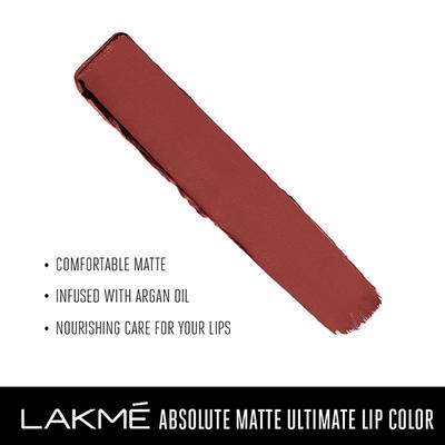 Lakme Absolute Matte Ultimate Lip Color With Argan Oil Choco Brownie 3.4 Gm - Lipsticks