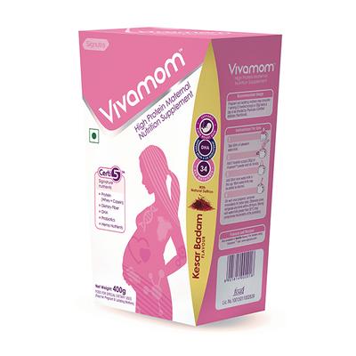Vivamom High Protein Maternal Nutrition Supplement Powder Refill Gluten Free - Kesar Badam Flavour 400 g - Nutritional Supplements