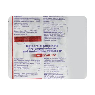 MET XL AM 25/5mg Tablet 20's - Hypertension-Bet