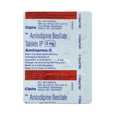 AMLOPRES 5mg Tablet 30's - Hypertension-Cal