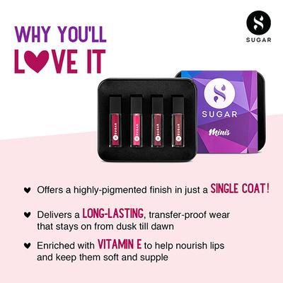 SUGAR Cosmetics Pink Paradise Mini Lipstick Set 01.01ml - Lipsticks