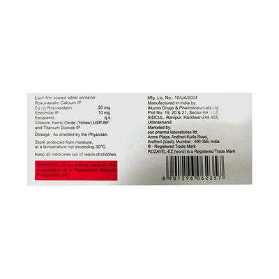 ROZAVEL EZ 20 Tablet 10's - High Cholesterol-Dys