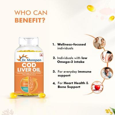 Dr. Morepen Cod Liver Oil with Omega3 Capsule 100's - Hair & Skin