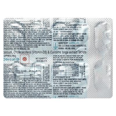 Corcal D NU 400IU Tablet 10'S - Supplements-Cal