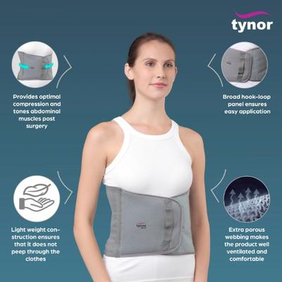 Tynor Abdominal Support - Grey (XXL) 1's - Abdomen/Neck/Arm/Elbow Supports