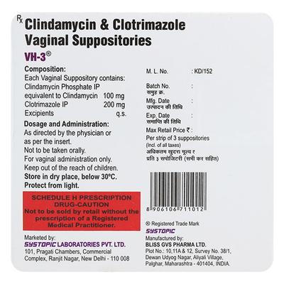 VH 3 VAGINAL Suppositorie 3's - Vaginal Conditions-Pre