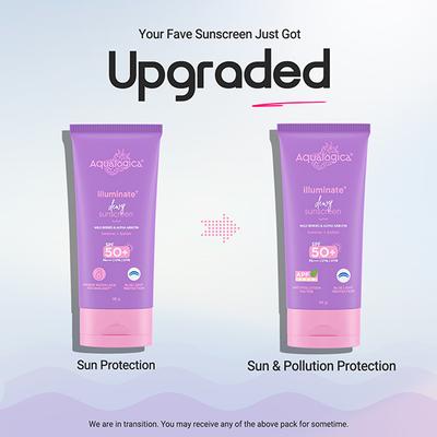 Aqualogica Illuminate+ Dewy Lightweight Sunscreen Gel SPF 50+ PA++++ for Luminous & Hydrated Skin (80 g) - Face Sunscreen