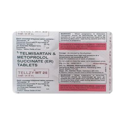 Tellzy MT 25mg Tablet 15'S - Hypertension-Ang