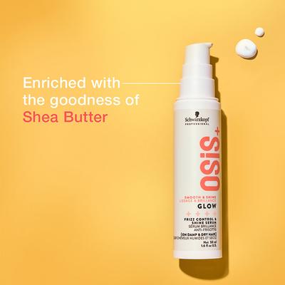 Schwarzkopf Professional OSiS+ Glow Anti-Frizz Shine Serum for Frizz Reduction and Shine, Vegan, Leave-In Hair serum, Silicon free 50 ml - Hair Serums