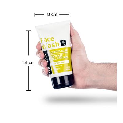 Ustraa Face Wash Checks Acne and Intense Oil Control For Oily Skin with Key Lime & Basil 100gm - Face Wash & Cleansers