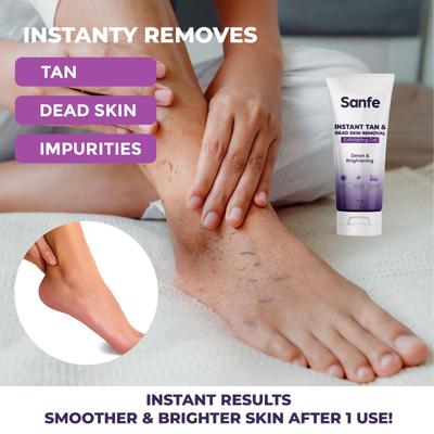 Sanfe Instant Tan and Dead Skin Removal Exfoliating Gel Visibly Removes Tan Exfoliates Dead Skin 100 gm - Scrubs & Exfoliants