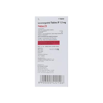 OPTION 72 Tablet 1's - Contraception-Ora