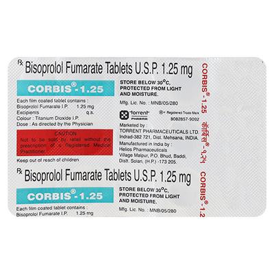 CORBIS 1.25 Tablet 15's - Hypertension-Bet
