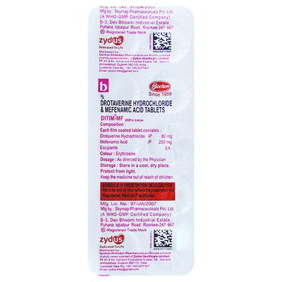 Ditim MF 80/250mg Tablet 10'S - Muscle Spasm-Ant