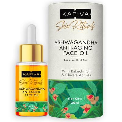 Kapiva Skin Rituals Ashwagandha Anti Aging Face Oil - Bakuchi Oil & Chirata Actives 30 ml - Face Oils