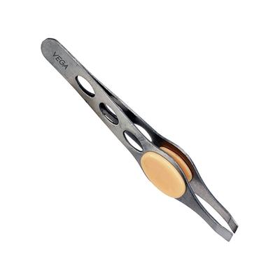 Vega Tweezer with Rubber Grip, Square Tip, 1 Piece (TW-04) 15 gm - Tweezers