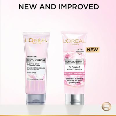 L'Oreal Paris Glycolic Bright Daily Foaming Face Cleanser 100 ml - Face Wash & Cleansers