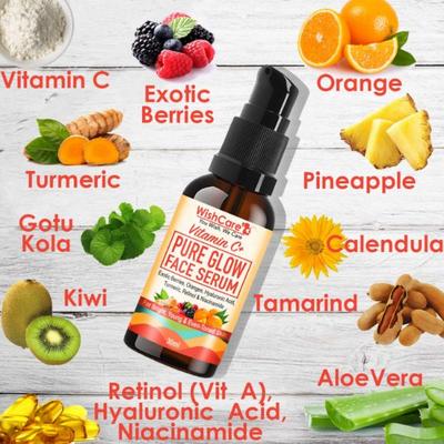 WishCare Vitamin C+ Pure Glow Face Serum - With Hyaluronic Acid Retinol Niacinamide Oranges Berries & Turmeric 30 ml - Face Serum