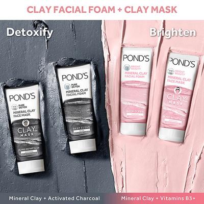 Pond's Pure Detox Mineral Clay Face Mask For Oil Free Instant Glow 90 gm - Masks & Peels