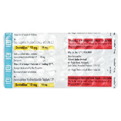 Duvadilan 10mg Tablet 50'S - Peripheral Vascular Disease